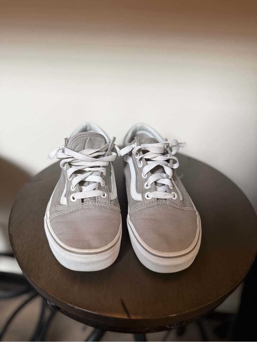 Vans Gray and White Old Skool Low-Top Sneakers
